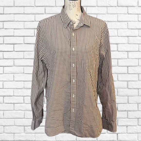 J. Crew Brown Casual Button Down Shirt Lightweight Cotton - Picture 1 of 5